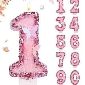 Pink Sequins Number 8 Candle